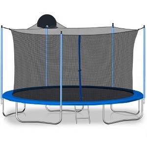 VisioGear Trampoline, Trampoline with Safety Enclosure Net, Trampoline with Basketball Hoop, Blue, 141.7"*141.7"*100.4" - 1 of 4