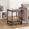 19.6" Square Farmhouse Wood Storage End Table with 2 Tier Shelf - 3 of 4