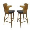 TOAOTBNBO Mid-Century Bar Chairs Set of 2, Upholstered Bar Stool with Wood Legs, Dining Room Counter Height Barstools, Charcoal - 2 of 4