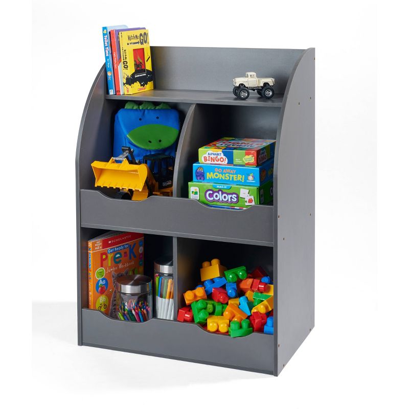 Badger Basket 4 Bin Storage Cubby with Bookshelf Charcoal, 4 of 7