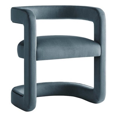 Modway Winslow Stain-Resistant Performance Velvet Dining Chair in Storm Gray -  Upholstered Dining Chair - Cozy Reading Chair or Velvet Vanity Chair