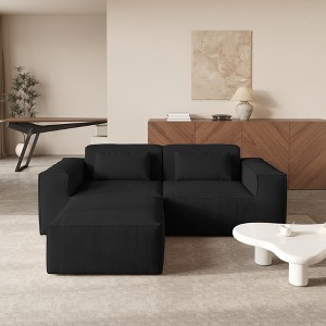 WJShome Modular Sectional Sofa Couch,82.62" Cloud Sofa with Ottoman,Minimalist LoveSofa Wide Deep Seat Convertible Couches for Living Room, Office - 1 of 4