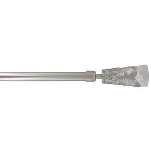 Evideco French Home Goods Adjustable Single Curtain Rod 50"-82" with Crystal-Look Finials and Brackets, Available in Silver or Chrome Finish - 1 of 4