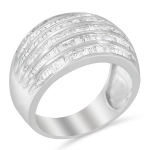 Silver 1.0 Cttw Diamond 6-Row Channel Set Domed Tapered Cocktail Fashion Ring - 1 of 4