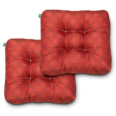 Classic Accessories Water-Resistant Indoor/Outdoor Seat Cushions, 19 x 19 x 5 Inch, 2 Pack, Ruby Mosaic, Outdoor Patio Cushions