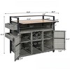 Fontoi Utility Storage Bins, Grill Cart with Table Top, Moveable Kitchen Island with Storage Cabinet for Backyard Garden, Gray, 52.8"*28.30"*41.50" - 2 of 4