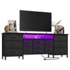 70 Inch Long Dresser TV Stand for 65, 75, 80 Inch TV, Wide 13 Chest of Fabric Drawers Dresser & Power Outlets, LED Lights, Large Entertainment Center - 2 of 4