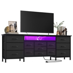 13 Fabric Drawer Dresser for Bedroom, Long Dresser TV Stand with Power Outlet & LED Light - 1 of 4