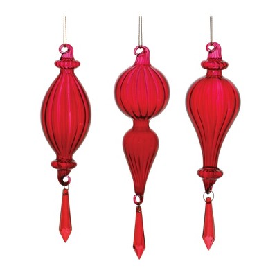 Melrose Ribbed Glass Ornament (Set of 3)