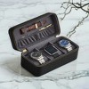 3-Slot Watch Travel Case, Woven Embossed PU Leather - 2 of 2