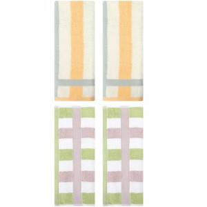 REGALWOVEN Striped Absorbent Soft Cotton Hand Towels for Bathroom 4 Pack - 1 of 4
