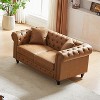 NicBex Button Tufted 63.5 Inch 3-seater Sofa with Rolled Arms and 2 Pillows for Office,Living Room,Apartment,Brown - 2 of 4