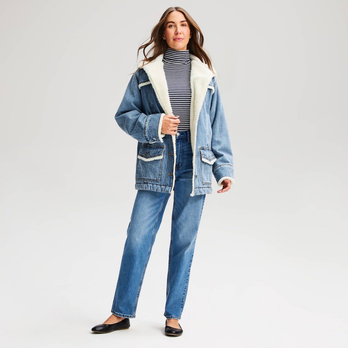 Женское пальто Universal Thread Denim Shearling Ranch, цвет: Джинсовый — фото 3