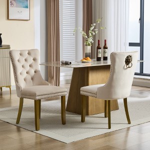 NicBex Set of 2 Modern Velvet High-End Tufted Dining Chairs with Gold Wooden Legs,Armless Upholstered Accent Chairs for Dining Room,Kitchen - 1 of 4