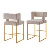 KTMBDW Bar Stools Set of 2, Counter Height 26'' Barstool Velvet Bar Stools with Back and Gold Legs, Kitchen Bar Chairs - 2 of 4