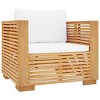 vidaXL Sofa Chair Teak and Cream Solid teak wood Single Durable - 2 of 4