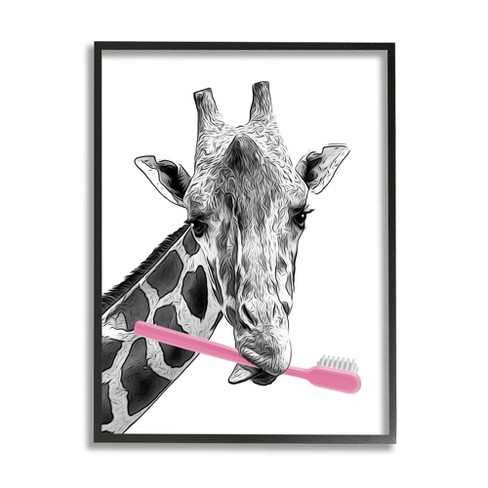 Stupell Industries Funny Animal Bathroom Toothbrush Framed Giclee Art - image 1 of 4