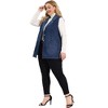 Agnes Orinda Women's Plus Size Sleeveless Buttons Notched Collar with Pockets Demin Vests - 3 of 4
