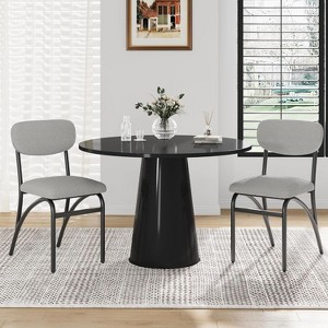 Dining Room Chairs Set of 4, Boucle Fabric Stools with Metal Legs, Backrest and Upholstered Seat Cushion, Modern Armless Kitchen Chairs - 1 of 4