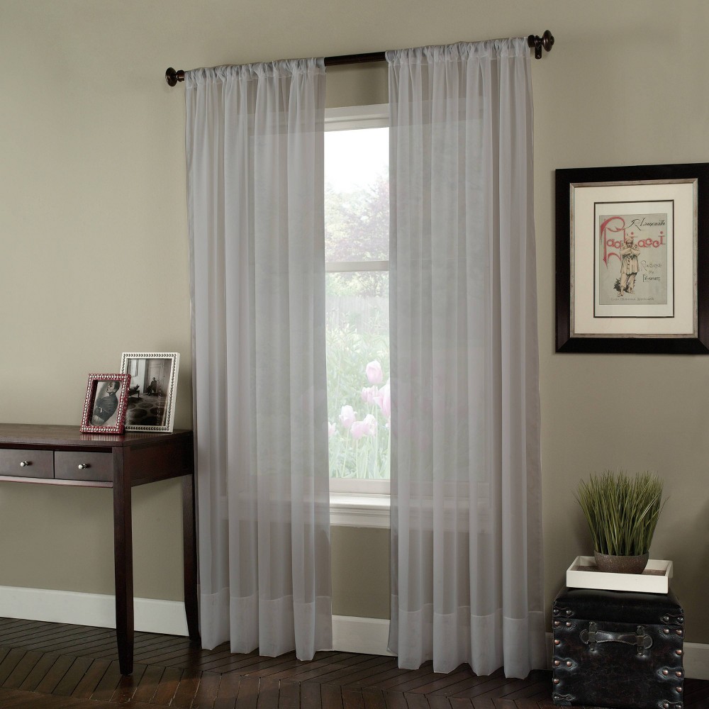 Photos - Curtains & Drapes 1pc 59"x144" Sheer Soho Voile Window Curtain Panel Silver - Window Curtain