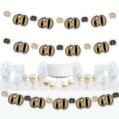 Big Dot of Happiness Adult 60th Birthday - Gold - Birthday Party DIY Decorations - Clothespin Garland Banner - 44 Pieces