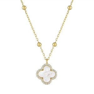 Designs By Gioelli 14K Gold Over Sterling Silver Mother Of Pearl Clover Necklace - 1 of 2