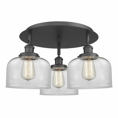 Bell - 3 Light Flush Mount In Art Deco Style-9.25 Inches Tall and 19.75 Inches Wide
