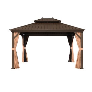 PURPLE LEAF Outdoor Hardtop Gazebo Canopy for Patio Deck Backyard Heavy Duty Outside Sunshade with Netting and Curtains - 1 of 4
