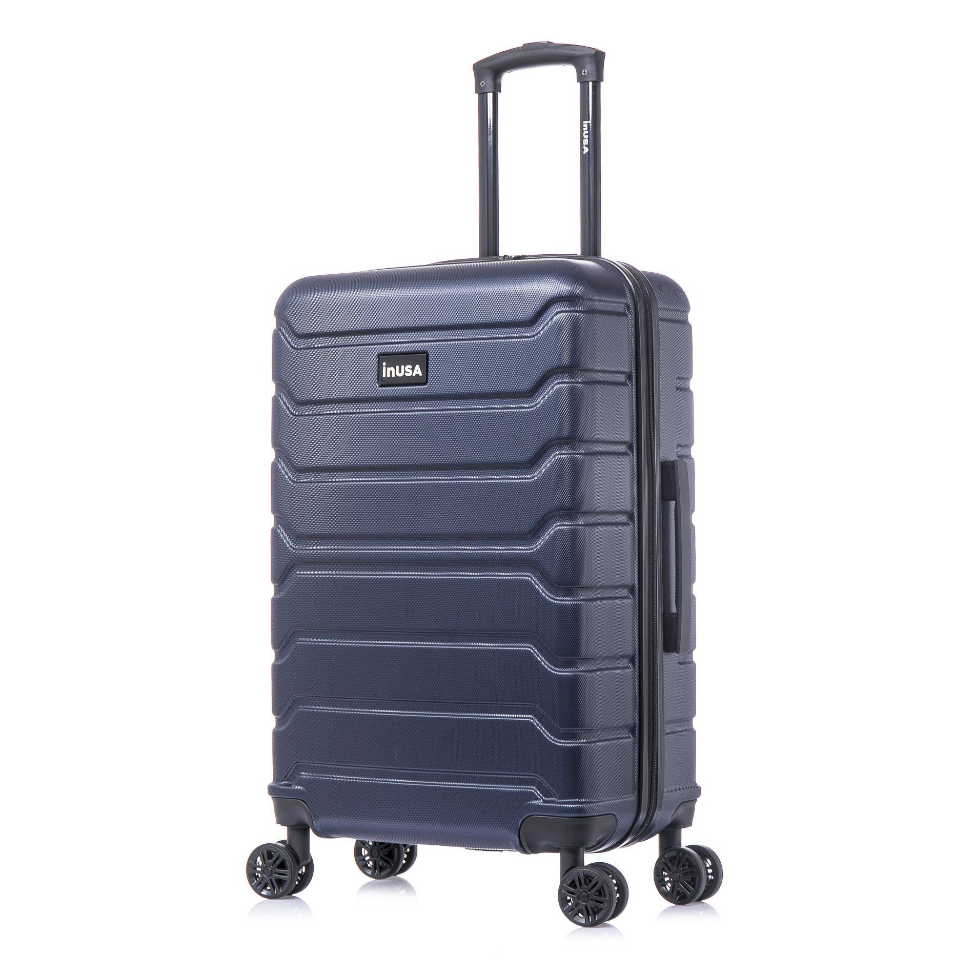 InUSA Trend Lightweight Hardside Medium Checked Spinner Suitcase - Blue