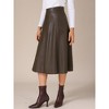 INSPIRE CHIC Women's Vintage High Waist A Line Faux PU Leather Midi Skirts - 3 of 4