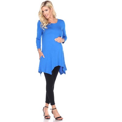 Maternity 3/4 Sleeve Kayla Tunic with Pockets - White Mark