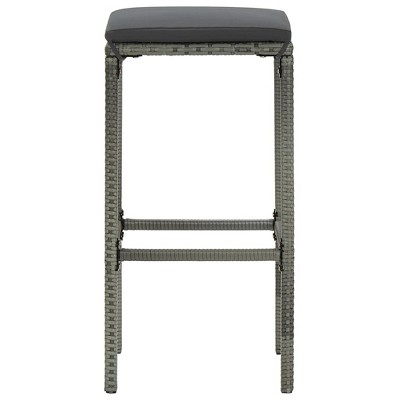 Gray 5-Piece Patio Bar Set with Cushions and Rattan