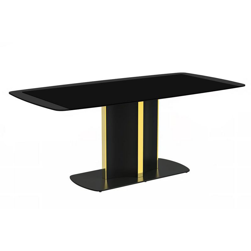 LeisureMod Sylva 55" Rectangular Dining Table with Gold Steel Pedestal Base for Kitchen and Dining Room, 1 of 9
