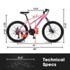 NAYSAYE Bicycle 26 Inch Mountain Bike with 21 Speed Shifter Dual Disc Brakes for Teenagers and Women, Pink, 65"*24.8"*37.4" - 4 of 4