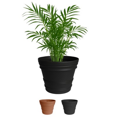 Bloem Rolled Rim Round Resin Planter Pot with Optional Knockout Drainage