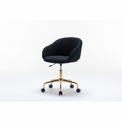 NicBex Adjustable Height Mesh Fabric Home Office 360-degree Swivel Chair with Gold Metal Base,Wide Seat/Vanity Chair