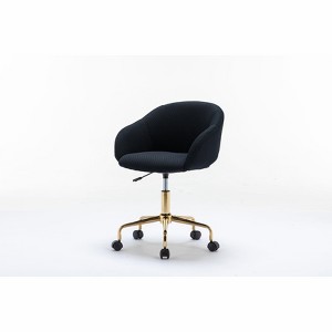 NicBex Adjustable Height Mesh Fabric Home Office 360-degree Swivel Chair with Gold Metal Base,Wide Seat/Vanity Chair - 1 of 4