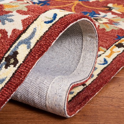 Rust and Blue Hand-Tufted Wool Square Area Rug