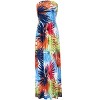 Women Strapless Maxi Boho Vintage Summer Beach Floral Print Hawaiian Party Long Dress - 2 of 4