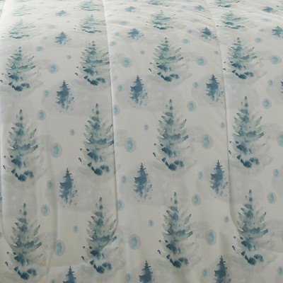 King Watercolor Pines Reversible Micro Flannel Comforter Set