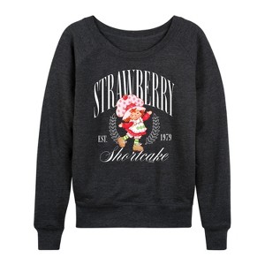 Women's - Strawberry Shortcake - Collegiate Lightweight French Terry Wide Neck Long Sleeve Graphic Shirt - 1 of 4