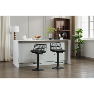 PAGED Set of 2 Rattan Bar Stools, 360 Swivel Bar Chair with Footrest, Counter Stools for Home Pub - 1 of 4