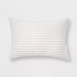 Oblong Cut Plush Decorative Throw Pillow Cream - Room Essentials™