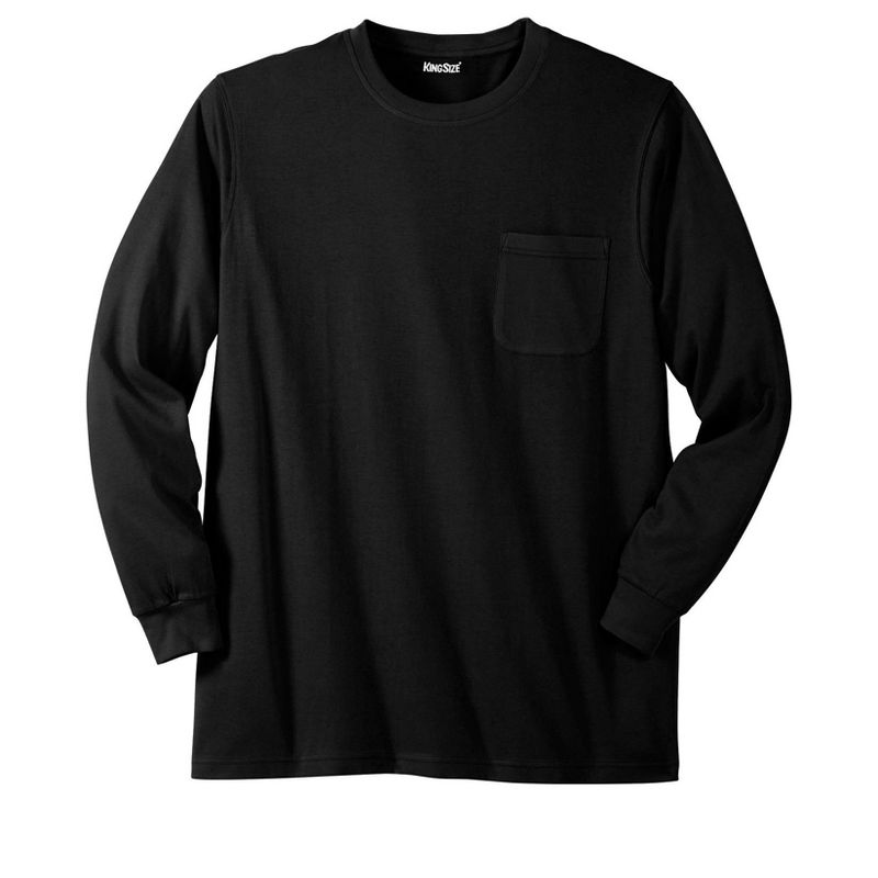 KingSize Men's Big & Tall Shrink-Less Lightweight Long-Sleeve Crewneck Pocket T-Shirt, 1 of 2