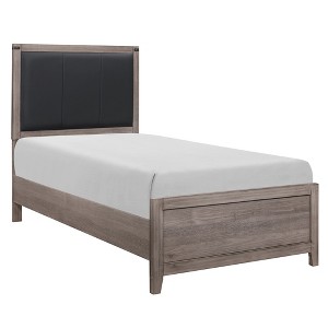 Twin Size Platform Bed with Upholstered Headboard for Bedroom - 1 of 4