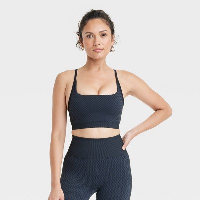 Women's Seamless Light Support Houndstooth Jacquard Sports Bra - All In Motion™ Dark Blue XS