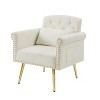 TIRAMISUBEST velvet armchair with metal legs, off white - 2 of 4