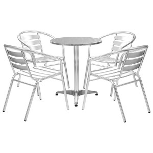 vidaXL 5 Piece Patio Dining Set Aluminum Silver - 1 of 4