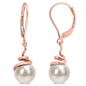 EVERLY JEWELRY | 14k Rose Gold 6.5 - 7 MM Cultured Freshwater Pearl Leverback Earrings - 1 of 4