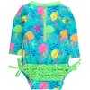 RuffleButts Baby Girls UPF50+ Sun Protected Neon Long Sleeve One Piece Rash Guard Swimsuit, with Signature Rear Ruffle - 2 of 2